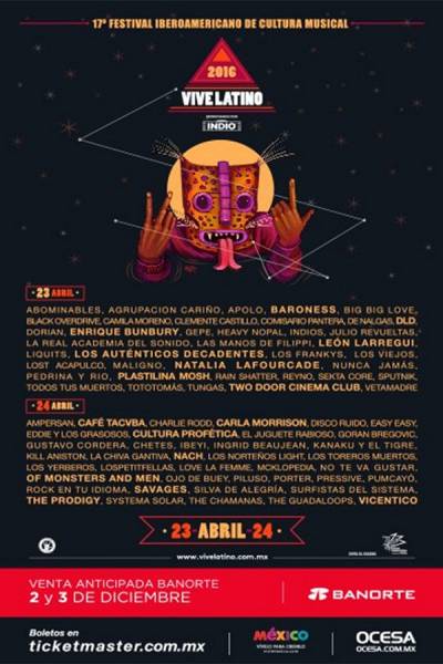 Vive Latino 2016: Presentan cartel oficial del evento