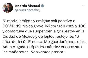 López Obrador revela que tiene COVID-19; Adán Augusto encabezará &quot;mañaneras&quot;