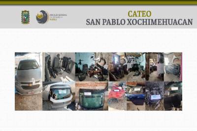 Localizan centenar de autopartes y un vehículo robado tras cateo en Xochimehuacan
