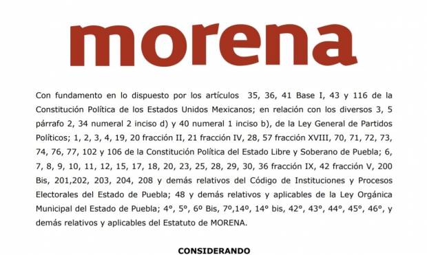 Morena abre convocatoria para candidato a gobernador de Puebla; 24 de febrero el registro