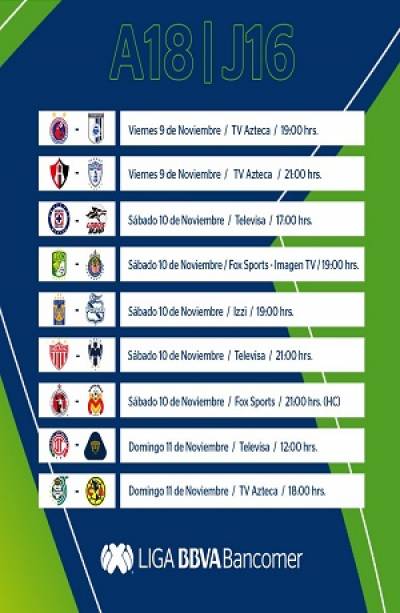 Liga MX: Conoce el resto de la J16 del Apertura 2018
