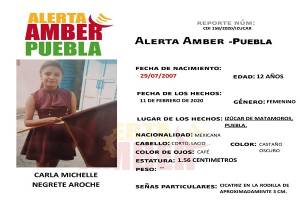 Activan Alerta Amber para localizar a menor extraviada en Izúcar de Matamoros