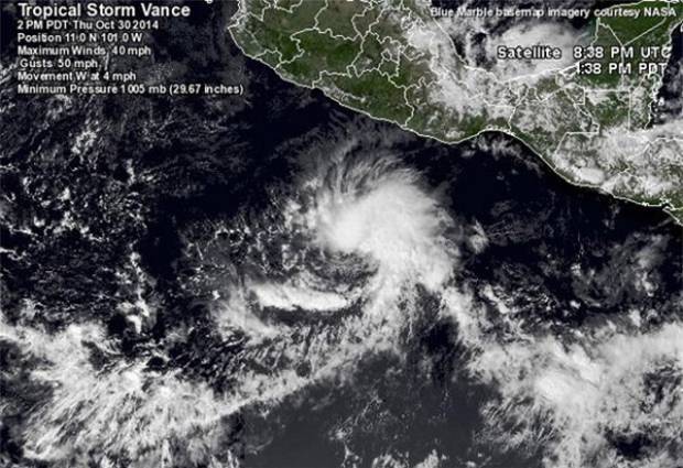 Se forma la tormenta tropical &quot;Vance&quot; frente a Oaxaca y Guerrero
