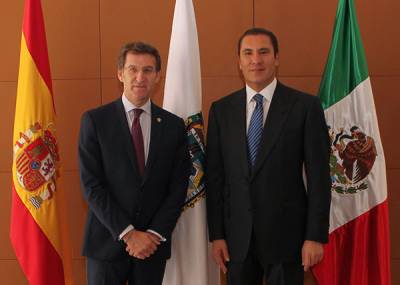 Gobernador de Puebla recibe a presidente de la Xunta de Galicia