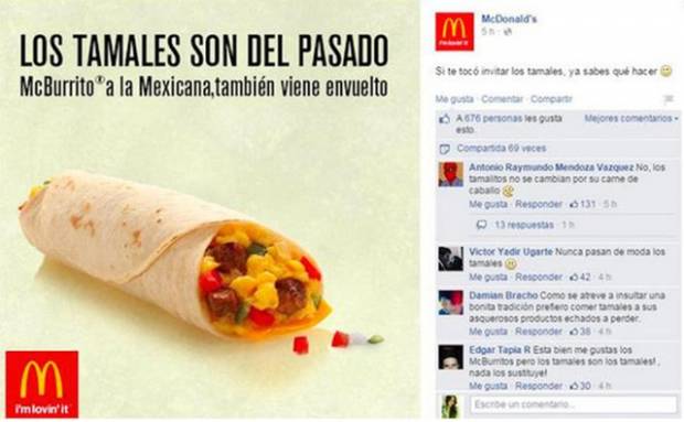 McDonald&#039;s se disculpó por llamar a los tamales &quot;comida del pasado&quot;