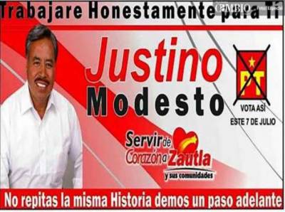 PT se deslinda del ex candidato Justino Modesto, acusado de secuestro