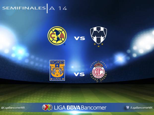 América-Rayados y Tigres-Toluca, las semifinales de la Liga MX