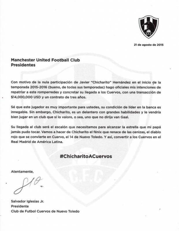 Cuervos quieren a Chicharito y &quot;pagarían&quot; 14 mdd