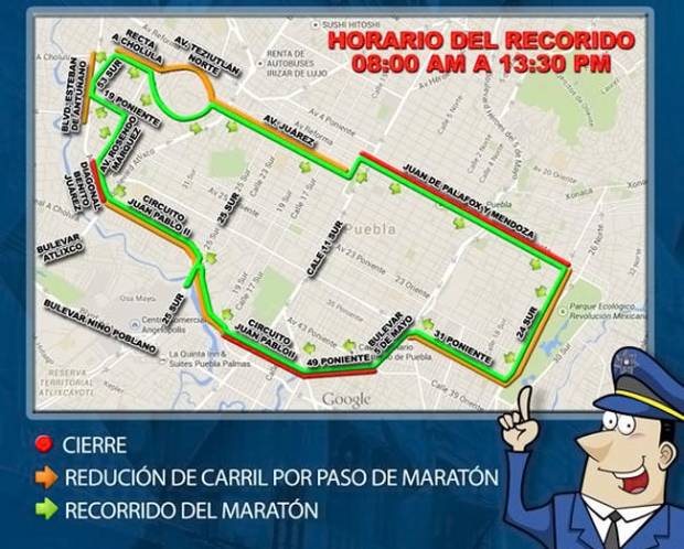 Conoce el operativo vial por Maratón de Puebla este domingo