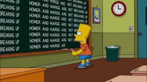 Bart desmiente divorcio de Homero y Marge Simpson