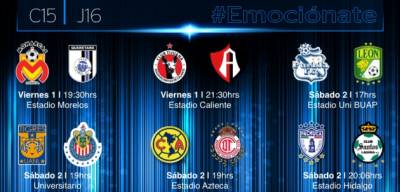 Liga MX: Conoce el calendario completo de la Jornada 16