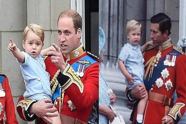 Guillermo se fotografió con Jorge con el mismo atuendo de su padre hace 31 años