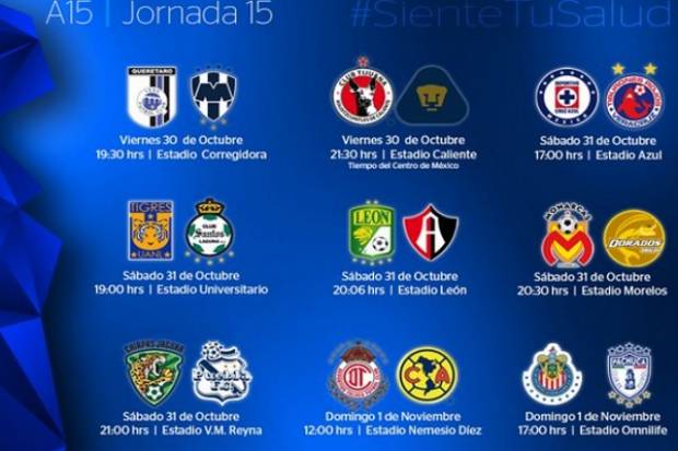 Liga MX: Conoce el calendario de la Jornada 15 del Apertura 2015