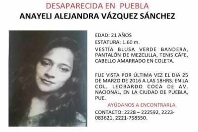 Comienza búsqueda de Anayeli Vázquez, joven desaparecida en Puebla