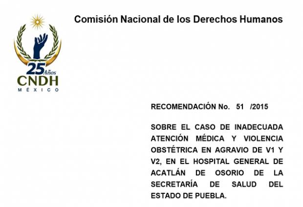 Gobierno de Puebla cumple recomendación de la CNDH por mala atención en Hospital de Acatlán