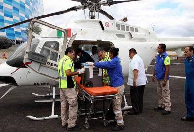 Ambulancia área lleva órganos donados en Puebla a Hospital de la Raza