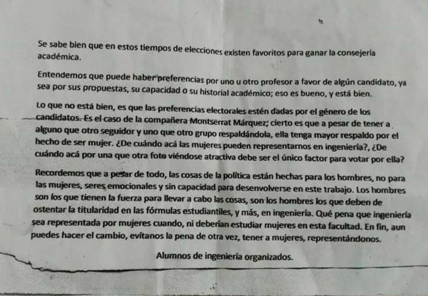 Critican campaña misógina contra alumnas de Ingeniería en la BUAP