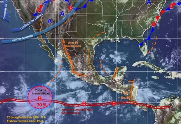 Canal de baja presión mantiene potencial de tormentas fuertes en Puebla