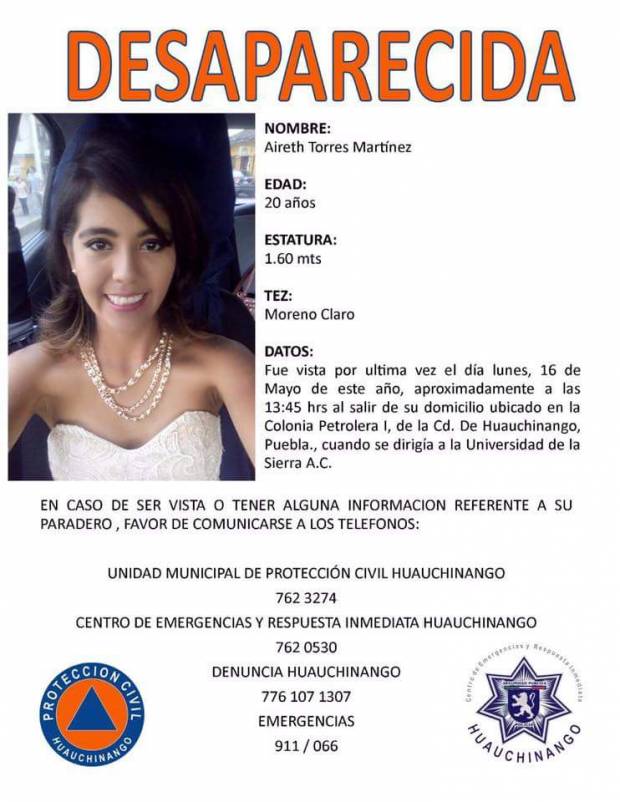 Buscan a joven desaparecida en Huauchinango