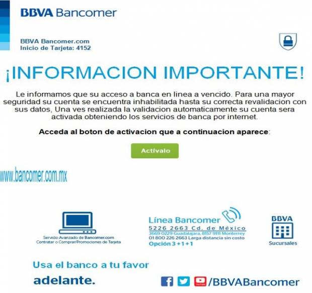 Condusef alerta por nuevo correo falso de Bancomer