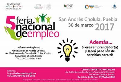 Quinta Feria Nacional de Empleo en San Andrés Cholula, Puebla