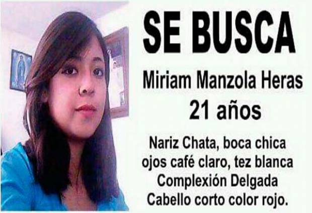 Otra desaparecida en Puebla, ahora buscan a Miriam Manzola Heras