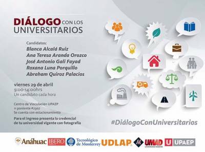 Universidades de Puebla organizan &quot;diálogos&quot; con candidatos a la minigubernatura