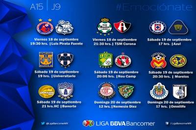 Liga MX: Conoce el calendario de la Jornada 9 del Apertura 2015