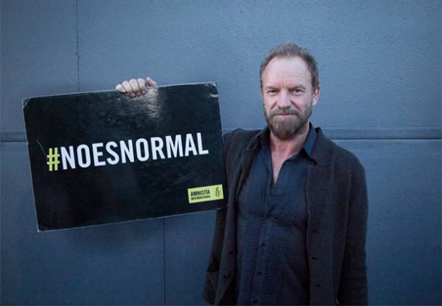 Sting se reúne con familiares de normalistas desaparecidos