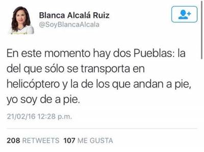 Blanca Alcalá reporta al INE 66 mil pesos por uso de helicóptero