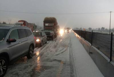 Fuerte granizada se registró en la zona de Acajete, Tepeaca y Acatzingo