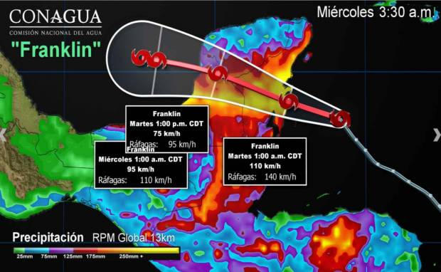 Se esperan fuertes lluvias en Puebla por tormenta tropical Franklin