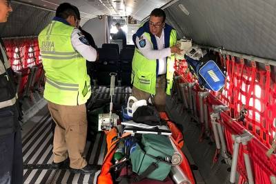 SUMA Puebla participa en traslado de heridos por erupción en Guatemala