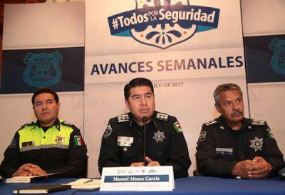 222 detenidos y remitidos al MP en Puebla Capital en 7 semanas