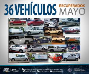 Policía de Puebla localizó 36 vehículos robados durante mayo