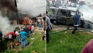 VIDEO: Explotan dos camionetas con huachicol en La Magdalena Tetela