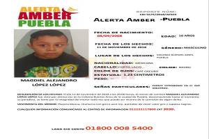 Activan Alerta Amber para localizar a menor extraviado en Puebla