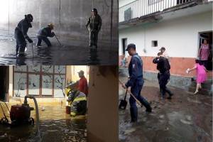 Bomberos y SSP atienen zonas afectadas por inundaciones en Puebla