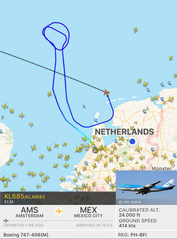 Por emergencia, avión hacia la Ciudad de México se regresa a Holanda