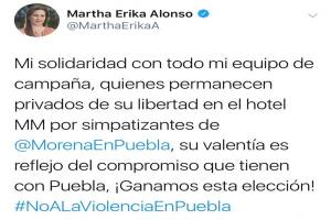 Martha Erika condena violencia de Morena contra miembros de su equipo de campaña