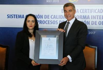 Gali recibe certificado de calidad en procesos de licitación de obras