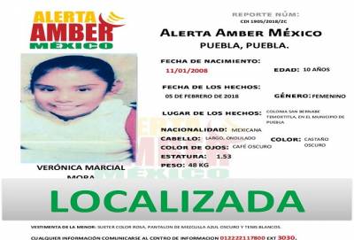 Desactivan Alerta Amber tras localización de menor reportada como desaparecida