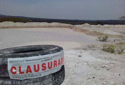 Profepa clausura presa de lodos de mármol por contaminar río Chiquito en Tepexi