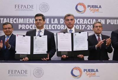 Tony Gali firma convenio con Fepade para blindaje electoral