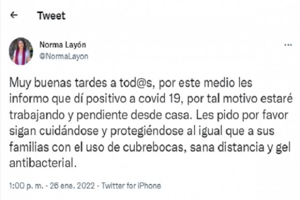 Norma Layón, presidenta municipal de Texmelucan, da positivo a COVID-19