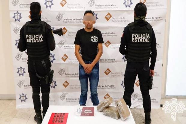Sujeto traía droga de Hidalgo para venderla en Puebla; policía estatal lo aseguró