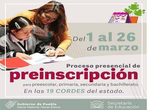 Concluye proceso de preinscripción en línea: SEP Puebla
