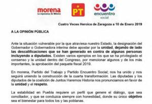Diputados de Morena, PT y PES rompen con Espinosa; apoyan a Biestro