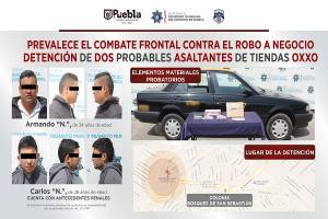 Asaltaron al menos 20 tiendas Oxxo en Puebla, policía los capturó