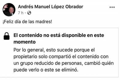 Facebook bloqueó a AMLO su video de Día de las Madres